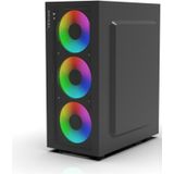 Inca - Empousa - PC-behuizing - Zwart - Glas - Met 4 x 12 cm S-ARGB-LED-ventilator