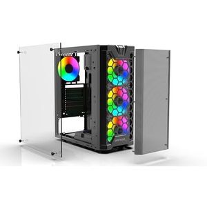 Inca - Empousa - PC-behuizing - Zwart - 4-mm T-Glass Zijwand - 4x 12-cm ARGB-LED