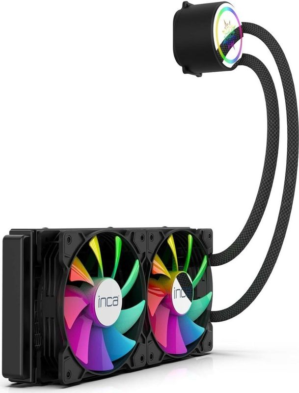 INCA EMPOUSA ARGB ISS-02XN vloeistofkoeler compatibel met Intel LGA 1200/115X/2011/2066/17XX, AMD AM2/AM2+/AM3/AM3+/AM4/AM5/FM1/FM2/FM2+, ARGB-moederbordadapter inbegrepen