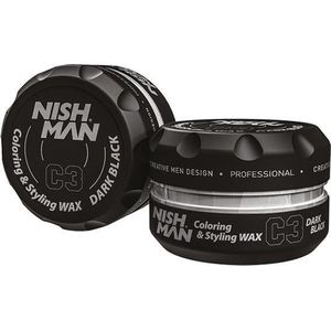 NISHMAN Haarkleuring Wax C3 - Dark Black 100g – Directe Tijdelijke Kleuring, Stijl en Fixatie voor Alle Haartypes - Langdurige Hold en Glanzende Finish - Kleur en Styling in Eén