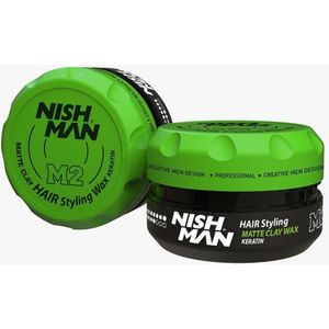 NISHMAN - M2 Haarstylingswax - Matte Clay Wax - 100g - Sterke Hold, Geeft Volume
