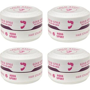 Haar Wax- Haar Gel- Gold Style Hair Styling Wax- Gold Style Aqua Sport- Gold Style- Gold Style Haar Wax {4 Stuks} 600ML