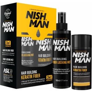 Nishman - Hair Building Keratin Fiber - Zwart - 2 in 1