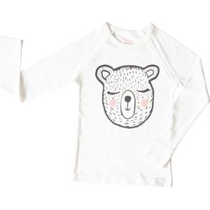 Hibboux pyjamashirt  Sleepy Bear unisex kids dierenprint beer (3-4 jaar)