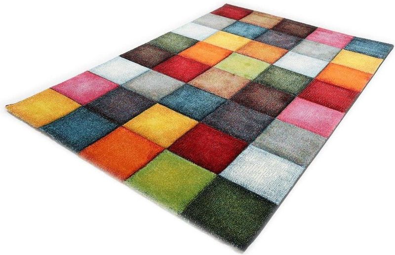 merinos Teppich »Belis 22605«, rechteckig, 18 mm Höhe, Wohnzimmer, moderner farbenfroher Kurzflorteppich