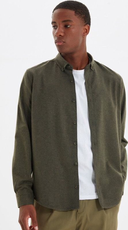 Trendyol - Tmnaw20Go0094 - Slim-Fit Winteroverhemd - Groen
