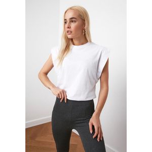 Trendyol TWOSS20TS0021 Volwassenen Vrouwen T-shirt Single pack - Wit