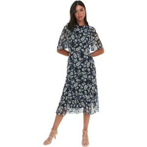 Trendyol Damesjurk met bloemenpatroon, marineblauw, 34