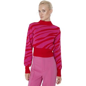 Trendyol Smaragdgroene Zebrapatroon Crop Gebreide Trui Twoaw21Kz0010