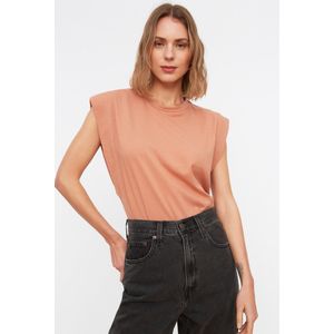 Trendyol Dames Basic Regular Basic Ronde Hals Gebreide T-shirts, Zalm, S