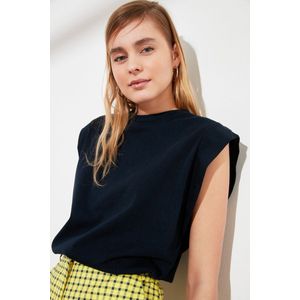 Trendyol Dames Navy met mouwloos Basic T-shirt, S