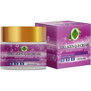 COLLAGEN Q10 CREAM - Helpt Rimpelvorming te voorkomen - Hydraterende Verzorgende Crème - 100% Natuurlijke en Kruiden Formule - Bevat Collageen Types 1, 2, 3 - Antioxidant - 50 ml