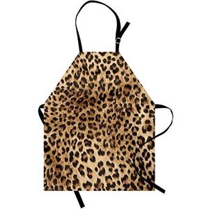 ABAKUHAUS Leopard Print Keukenschort, Wild Animal Skin, Unisex Keukenschort met Verstelbare Nekband voor Koken en Tuinieren, Pale Brown Black