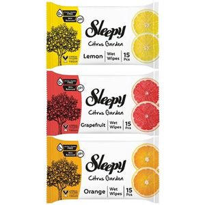 Citrus Garden vochtige zakdoekjes 3x15 (45 vellen) – geur van sinaasappel, citroen en grapefruit