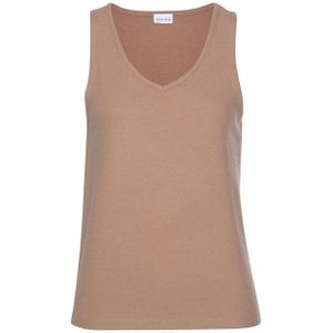Tops - Taupe - Polyester/Viscose - Mouwloos met Brede Banden