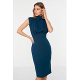 Teal Slim Dress - Midi-Jurk - Effen - Geweven Stof - Trendyol Collection
