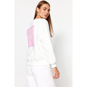 Trendyol TWOAW21SW0150 Volwassenen Vrouwen Sweatshirt Single - Wit