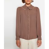 Trendyol - Geweven Overhemd - Wit - Normale Pasvorm - Borduursel