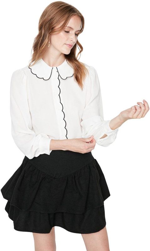 Trendyol - Geweven Overhemd - Wit - Normale Pasvorm - Borduursel