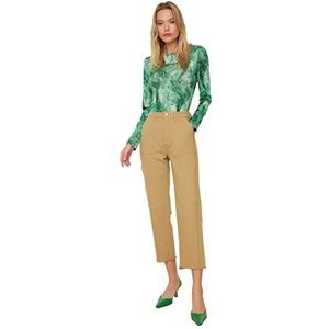 Trendyol Camel Tassel Detailed Hoge Taille Straight Jeans Dames, Kameel., 36