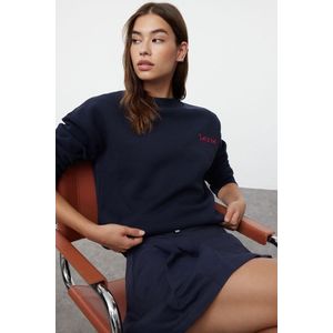 Trendyol TWOAW21SW1061 Volwassenen Vrouwen Sweatshirt Single - marineblauw