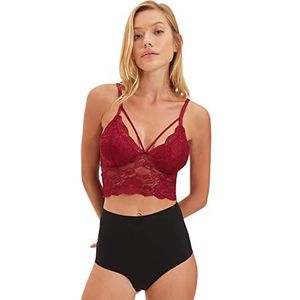 Trendyol Zwarte Kanten Biesdetail, Niet-Gevoerd, Niet-Bedraad, Touwband, Driehoekige Gebreide Bustier-Bh Thmaw21Su0050