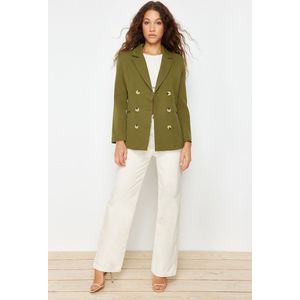 Blazer - Kaki - Dubbele Stof - Lange Mouwen - Normale Pasvorm