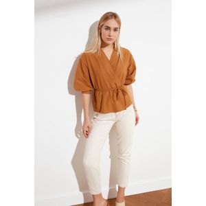 Trendyol - Geweven Blouse - Stenen - Dubbele Rij Knopen - Strikdetail