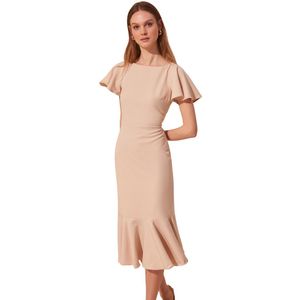 Trendyol Basics Midi Wrapover Regular Fit geweven jurk voor dames, Groen, 60