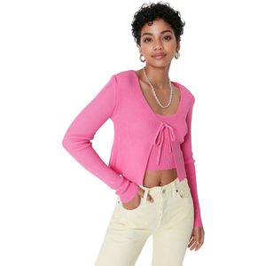 Trendyol Dames getailleerd bodycon-vest met V-hals, Rosa, L
