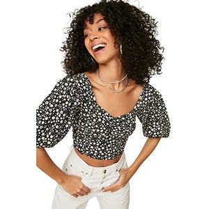 Trendyol Dames Vrouw Regular Standaard Vierkante Kraag Gebreide Blouse Shirt, Zwart, M, Zwart, M