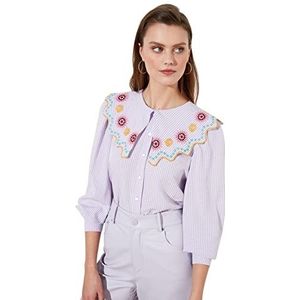 TRENDYOL Dames regular fit basic hemdblousekraag geweven stof shirt, lila, 34