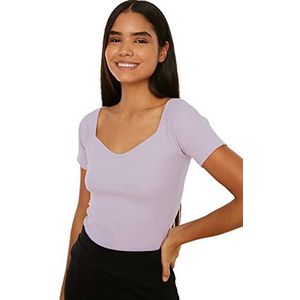 Trendyol Dames Paars gemonteerde gebreide blouse Blouse, Large