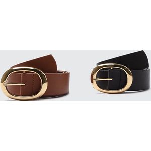 Trendyol Dames Black 2 stuks riem, zwart / taba, zwart/taba