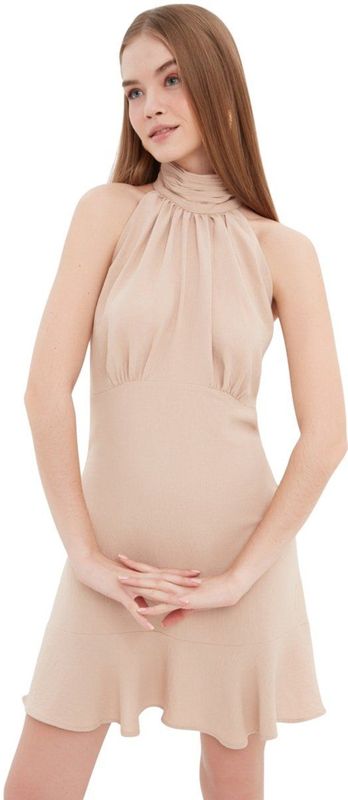 Trendyol - Rode Halternek A-Lijn Gevoerde Mini Jurk - Geweven