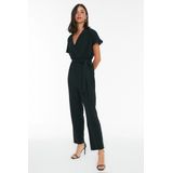 Trendyol - Jumpsuit - Bordeauxrood - Met Kraag en Dubbele Rij Knopen