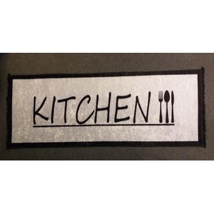 vloerkleed - keukenmat - keukenloper grijs - zwart 80 x 200 cm