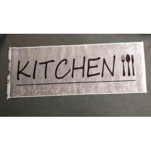 vloerkleed - keukenmat - keukenloper grijs - zwart - 80 x 200 cm