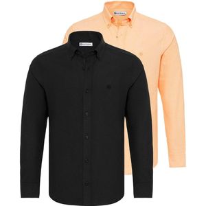 Overhemden - Effen - Katoen - 2 Pack - Lange Mouw - Regular Fit