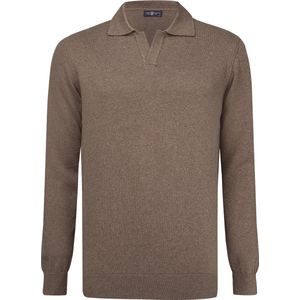 Jimmy Sanders Gebreide Polo Trui - Polo Kraag - Sweater - 100% Katoen Heren Bruin - M