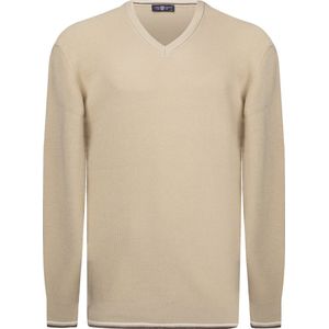 Jimmy Sanders - V Trui - Beige - 100% Katoen - Heren - 2XL