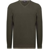 Jimmy Sanders - V Trui - Khaki - 100% Katoen - Heren
