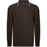 Jimmy Sanders - Gebreide Polo Trui - Bruin - 100% Katoen - Heren
