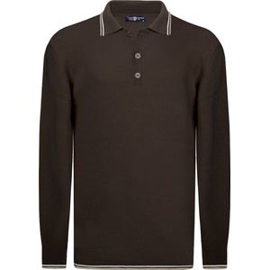 Jimmy Sanders - Gebreide Polo Trui - Bruin - 100% Katoen - Heren