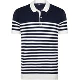 Jimmy Sanders - Tricot Polo Shirt - Navy - Korte Mouwen - Heren