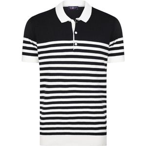 Jimmy Sanders - Tricot Polo Shirt - Zwart - Korte Mouwen - Heren