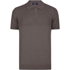 Jimmy Sanders - Tricot Polo Shirt - Bruin - Korte Mouwen - Heren