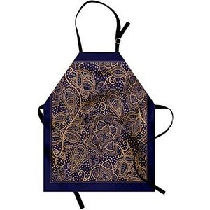 ABAKUHAUS batik Keukenschort, Kijk Style Lace in Plein, Unisex Keukenschort met Verstelbare Nekband voor Koken en Tuinieren, Indigo Camel