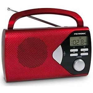 Metronic 477201 draagbare radio (AM/FM) met wekfunctie, rood
