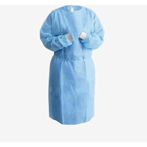 20 stuks Wegwerp OK jas blauw met elastische polsbanden voor extra comfort. Short ook geschikt voor thuiszorg of bij scholen waar de kinderen een verfshort nodig hebben 130cm lang dus geschikt voor iedereen klitte band sluiting achter de nek